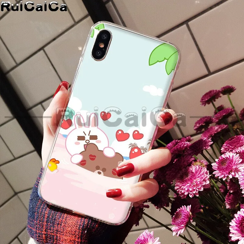 RuiCaiCa Line Friends коричневый Медведь Мягкий ТПУ чехол для телефона для Apple iPhone 8 7 6 6S Plus X XS MAX 5 5S SE XR мобильных телефонов - Цвет: A15