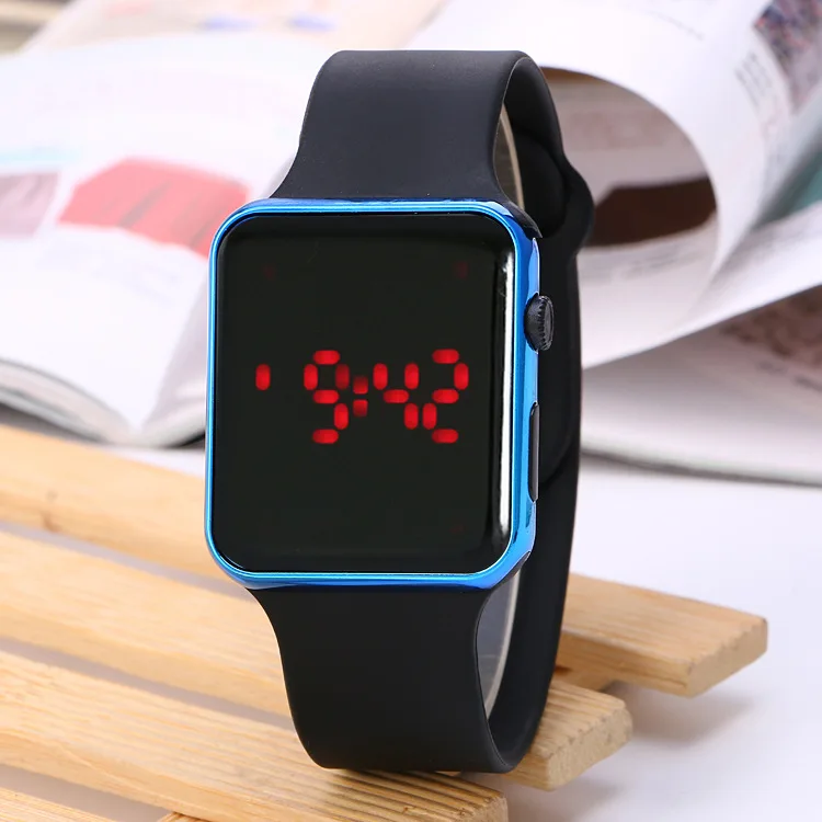 Мужские часы Лидирующий бренд Роскошные силиконовые цифровые часы повседневные Прямоугольные Наручные часы для женщин Открытый Авто Дата светодиодный часы Religo часы - Цвет: Синий