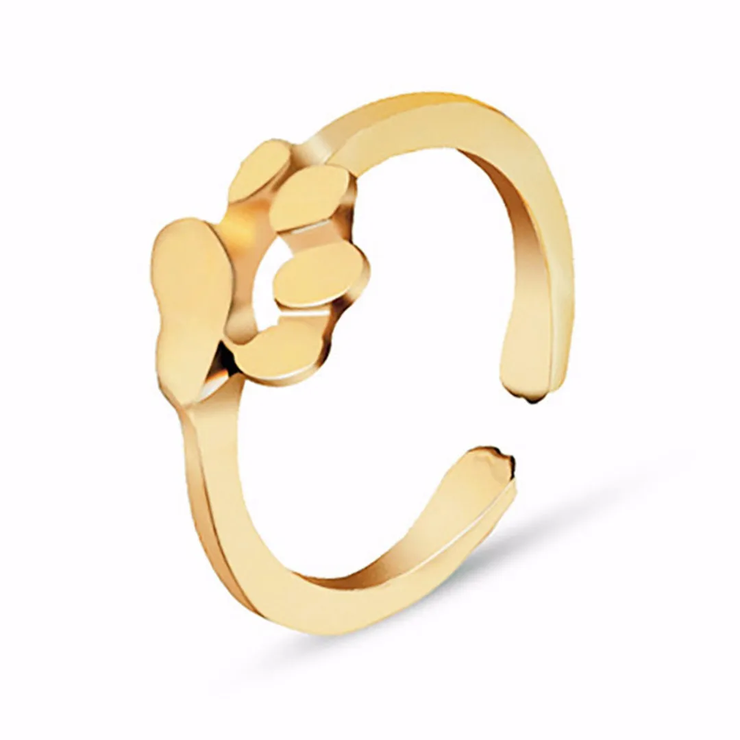 Lovely Animal Ring Vintage Cat Dog Paw Print Laides Ring Alloy Gold Silver Open Ring Pet Cute Rings Girls Kids Christmas Gift