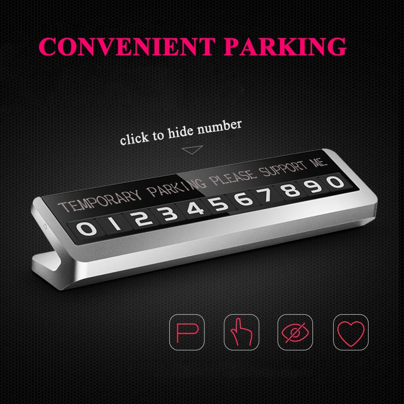 

Luminous Car Temporary Parking Phone Number Plate Card Rotatable Hidden For Lincoln Navigator Continental MKX MKZ MKC MKT