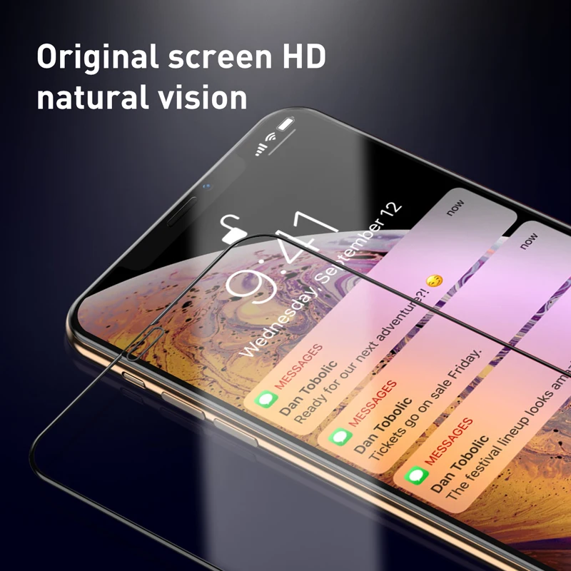 USLION 9D Защитное стекло для iPhone 7 8 6 6s Plus защита экрана полное покрытие закаленное стекло для iPhone X XS XR XS Max