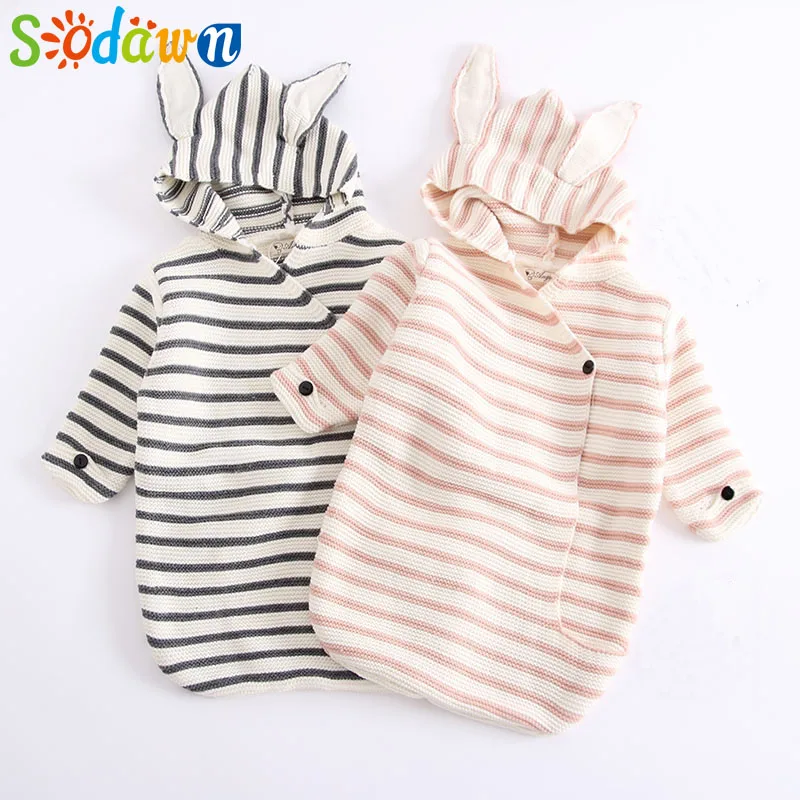 

Sodawn Stripe Baby Stroller Sleeping Bag Spring Autumn Infant Knitted Swaddle Wrap Nest Envelopes For Toddler Kid 0-1Y