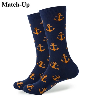 

New style men's combed cotton ANCHOR SOCKS Wedding socks Free shipping US size(7.5-12)