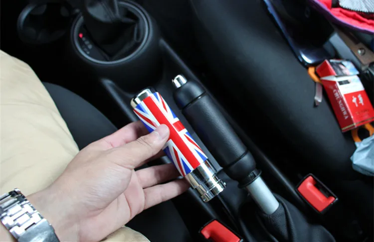 Us 55 0 Black Red Union Jack Checkered Handbrake For Mini Cooper S R55 R56 Clubman Car Modification 2015 Interior Accessories In Handbrake Grips