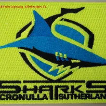 Вышивка на заказ патчи с акулами логотип на 2 разных цвета фона для глажения на одежда