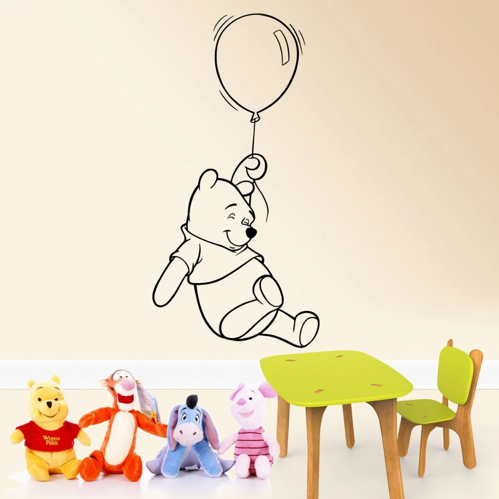 

Winnie The Pooh With Balloon Vinyl Wall Stickers Mural Kids Room Decoration Bedroom Decal Nursery Child Home Decor B041