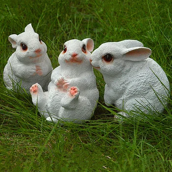 

Adeeing Resin Realistic Cute Rabbit Figure Statue Miniature Garden Outdoor Garden Home Counter Decoration