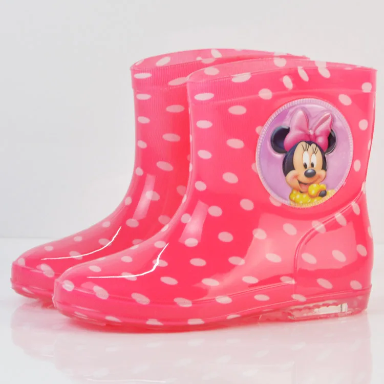 Disney Princess Mickey Minnie children's rain boots rubber shoes cartoon men and women girls rain boots plus cotton detachable