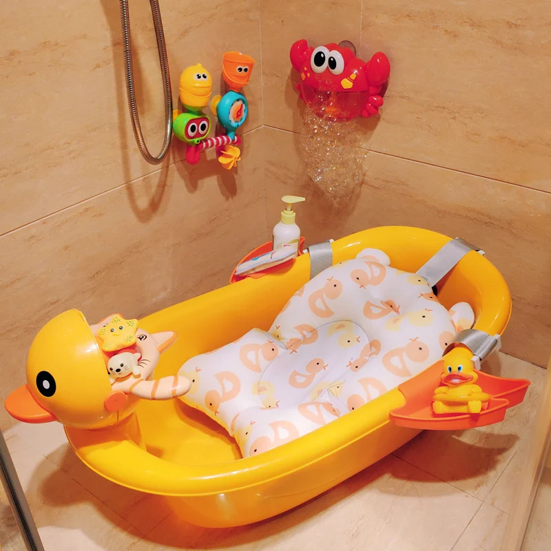 Baby Bath Tub Newborn Baby Foldable Baby Bath Tub Pad & Chair & Shelf Newborn Bathtub Seat Infant Support Cushion Mat Bath Mat