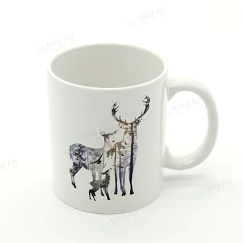 

Nordic Style Abstract Wild Animal Fish Deer Head Cat Lion Kitchen Ceramic Water Cups Home Creative Gift Coffee Tea Milk Mugs Set