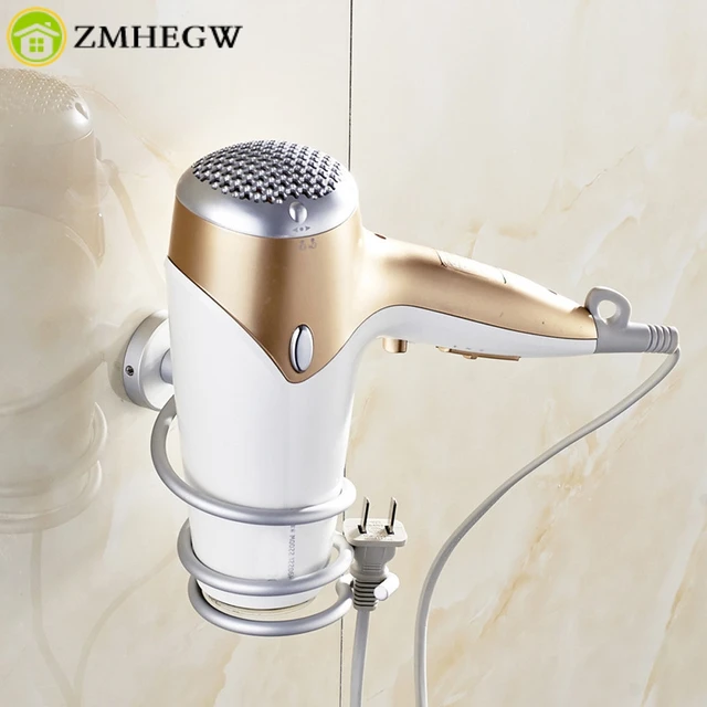Bathroom Hair Dryer Holder Wall Mounted Rack E Save Shelf Bathroom Hair Dryer Holder Wall Mounted Rack E Save Shelf Storage Organizer Aluminum Hairdryer Multi