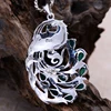 MAYONES Real Pure 925 Sterling Silver Peacock Pendants For Women Inlaid Green Chalcedony Marcasite 4