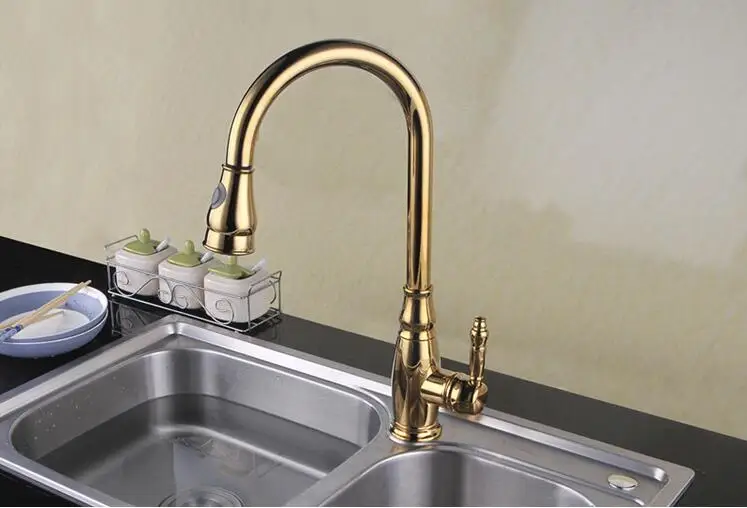 European-style all-copper kitchen black spring faucet telescopic double-outlet sink pulling faucet free shipping European-style all-copper kitchen black spring faucet telescopic double-outlet sink pulling faucet free shipping