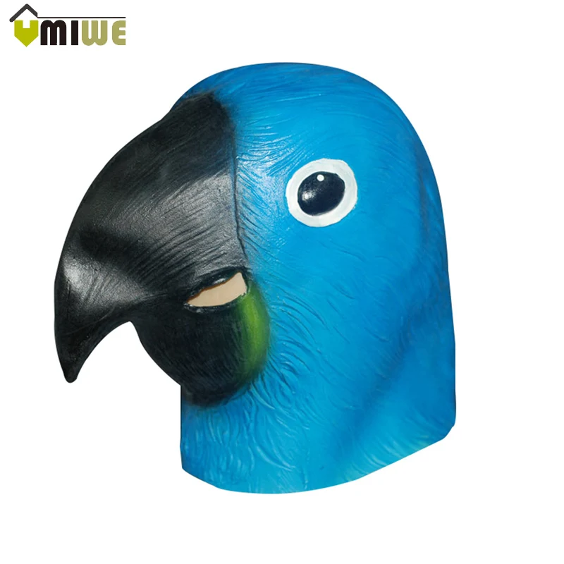 

Blue Parrot Latex Mask Realistic Masquerade Costume Prop Halloween Party Adult Full Face Mask Silicone mascara latex realista
