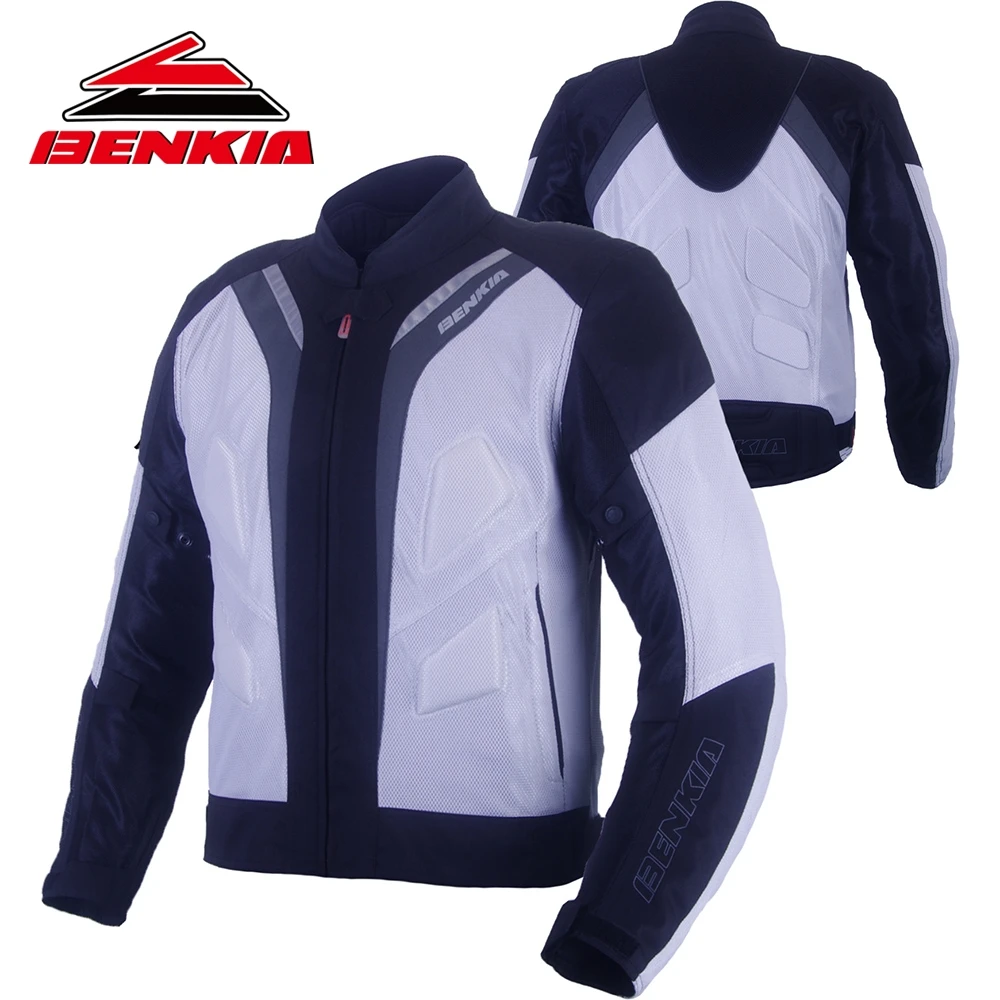 

BENKIA Motorcycle Racing Jacket Motorbike Protective Jackets Breathable Riding Clothing Reflective Blouson Moto Protection JS39