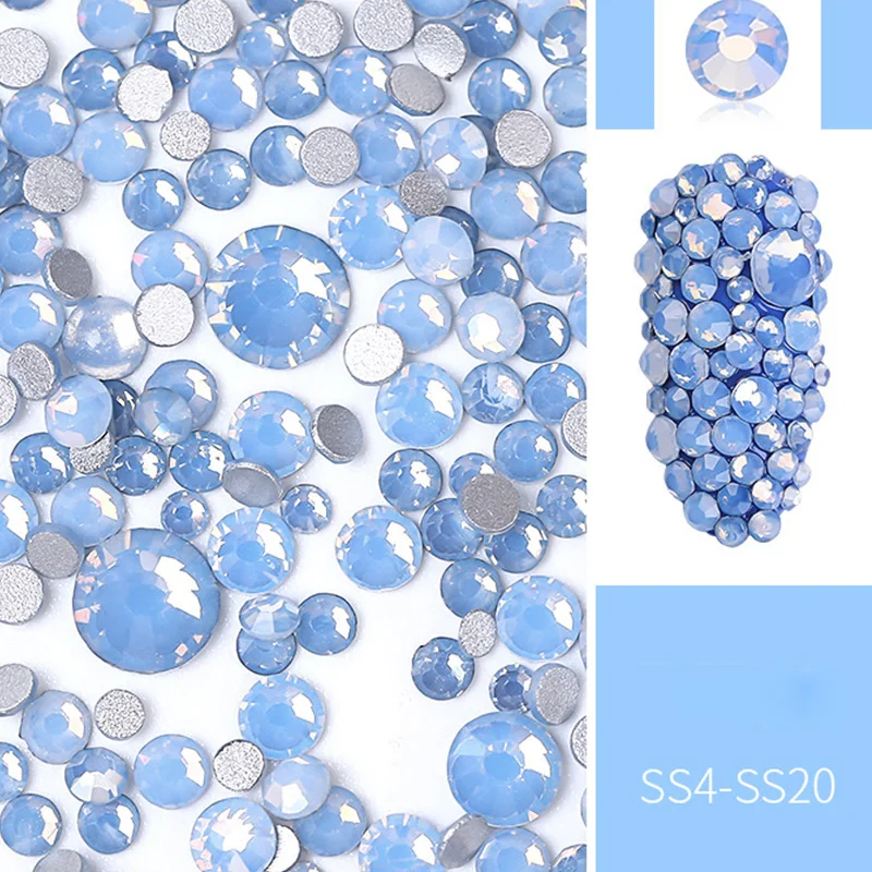 Смешанный размер, SS4-SS20, кристалл, опал, для дизайна ногтей, стразы, украшения, блестящие камни, 3D Маникюр, ногти, аксессуары, инструмент, дизайн - Цвет: blue