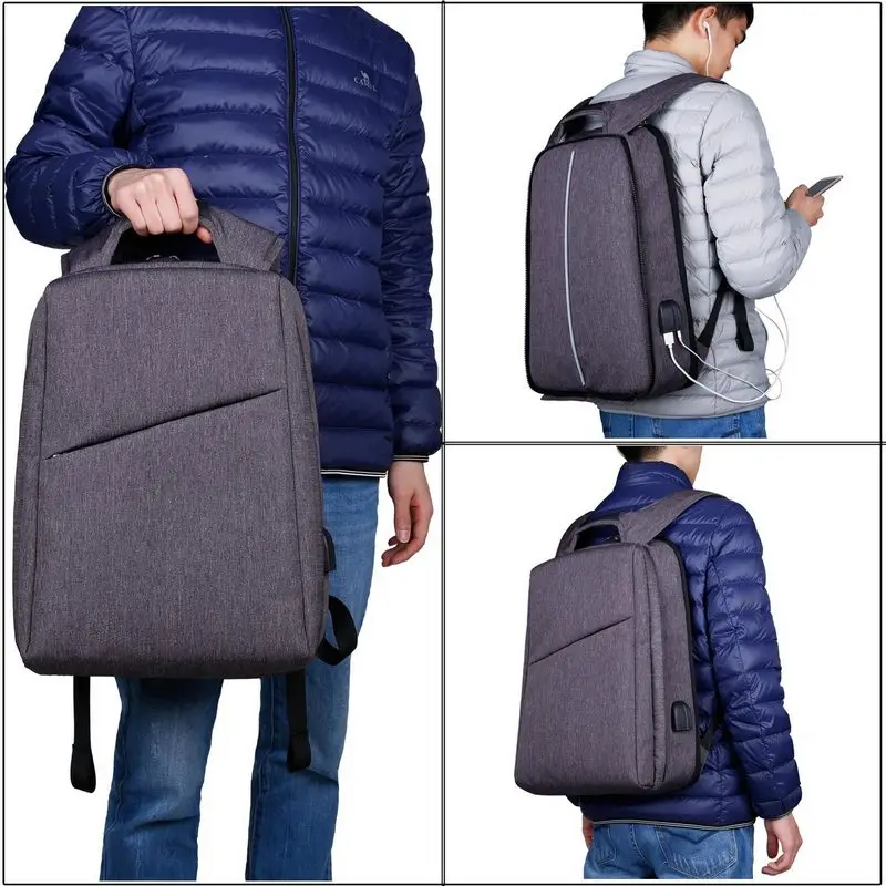 Extraíble 17 pulgadas portátil mochila hombres bolsas de viaje bolsos de Oxford negro gran computadora paquete hombre USB multi-función de mochila mochila