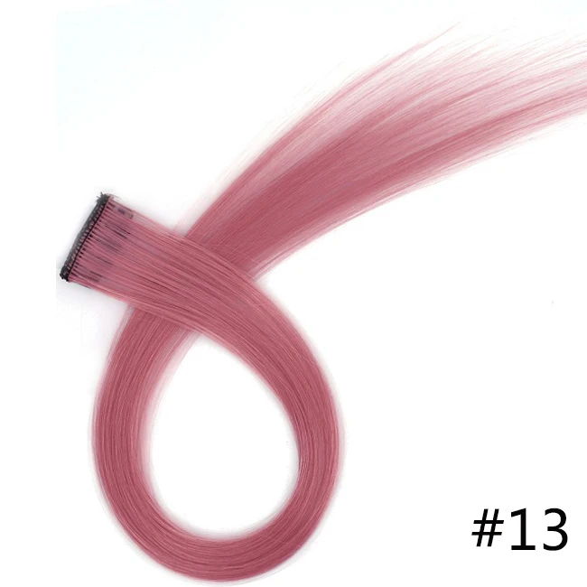Один зажим в одном куске волосы для наращивания 50 см 20 дюймов длинные прямые термостойкие синтетические шиньоны розовые зеленые волосы - Цвет: P4/27