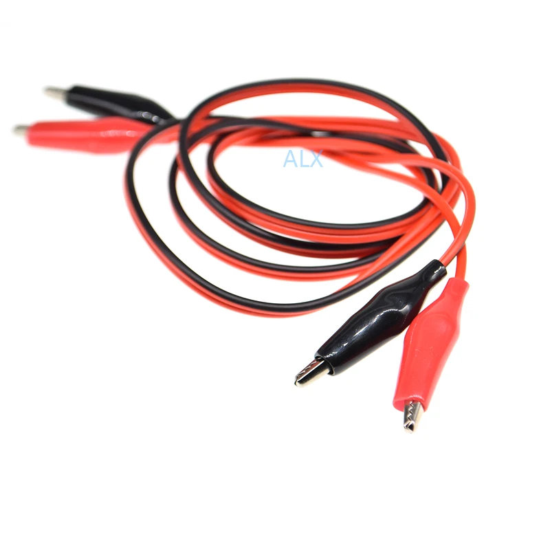 1PCS 1METER Double-ended RED and black Alligator clips cable jumper wire Test Leads crocodile clips wire