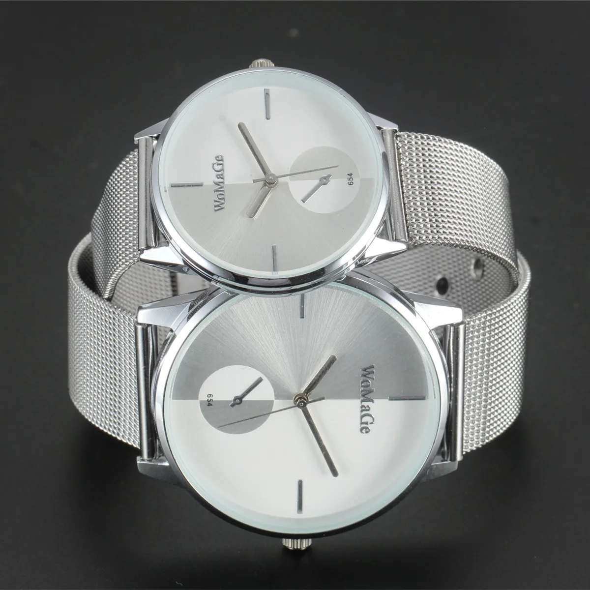 Лучший бренд WoMaGe Роскошные Повседневное пары стол кристалл Сталь браслет Lover Бизнес кварцевые часы платье Для мужчин Для женщин подарок