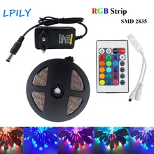 LED Strip light rgb 5m 10m 2835 3528 rgb diode led tape ribbon Waterproof led tape with Remote Controller and DC 12V Adapter set