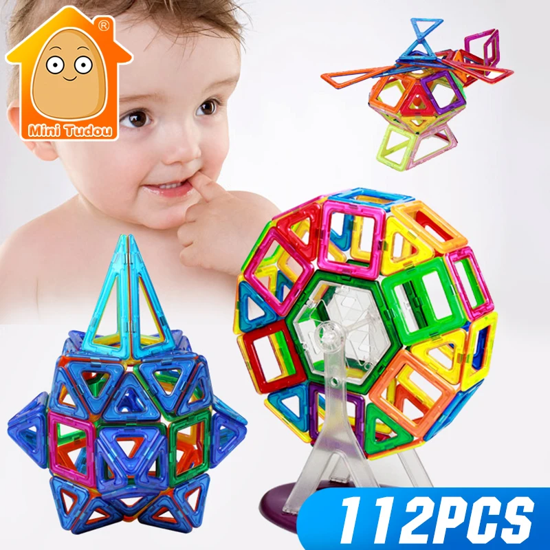 

MiniTudou 112PCS Magnetic Blocks Enlighten Construction Designer 3D DIY Magnetic Building Blocks Educational Toy For Children