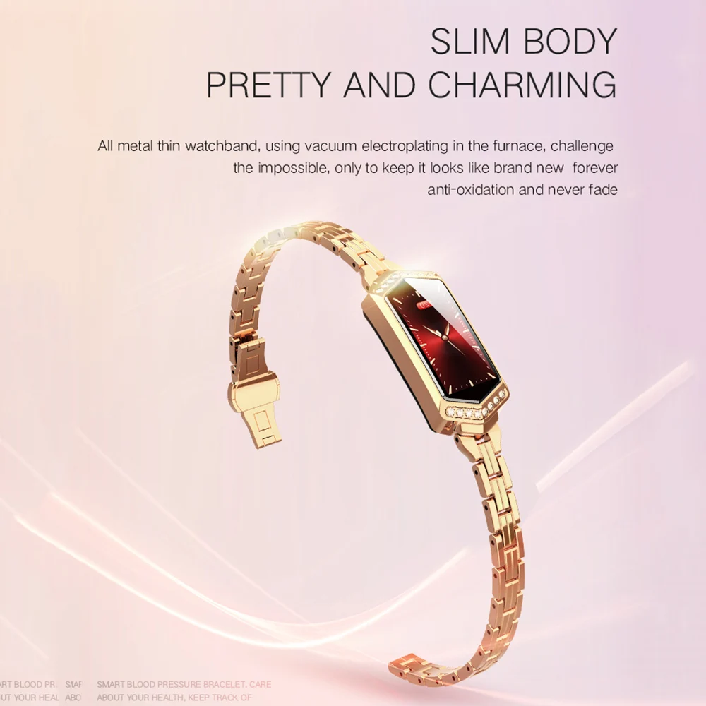 Smart Watch Women IP67 Waterproof Heart Rate Monitor Metal Strap Fitness Bracelet For Android IOS Phone Wife Gift