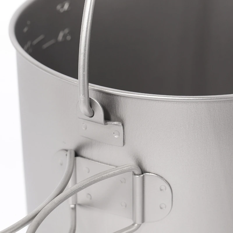 1500ml Titanium Cup Pot Ultralight outdoor tableware travel coffee tea camping pot water cup cookware with lid handle hook,1.5L