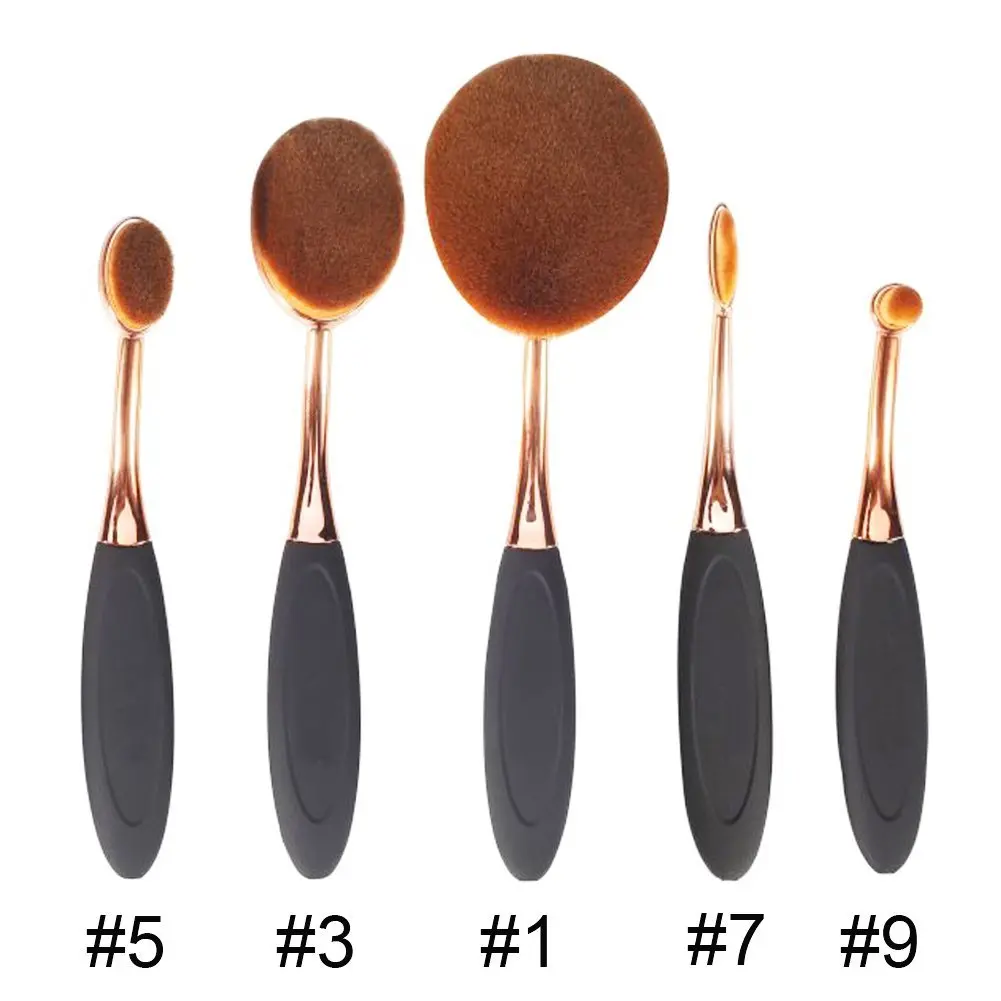 Box 5 Piece Oval Brush Tools Rose Gold Oval Makeup Brush Set