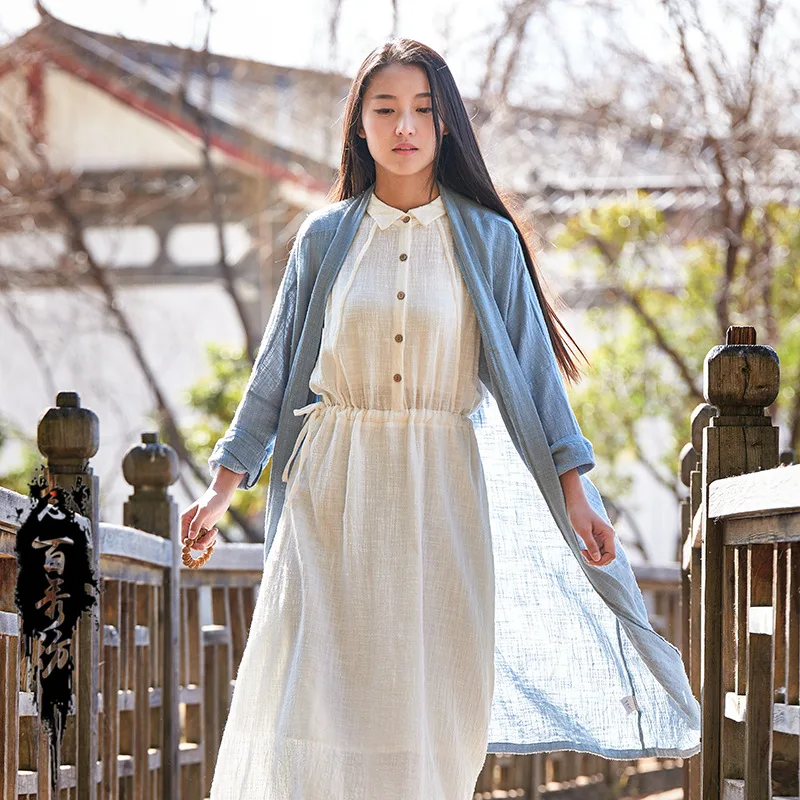 À Femmes Originale Printemps Coton Survêtement Lin Et rouge D'été Bxf2175 Veste 2019 Simple Nouvelle Prise Manches blanc Bleu Art Frais De Longues qS6Xt