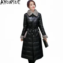AYUNSUE высокая имитация норки меховой воротник пальто женская зимняя куртка женские теплые белые пуховики на утином пуху повседневные парки Abrigo WXF431