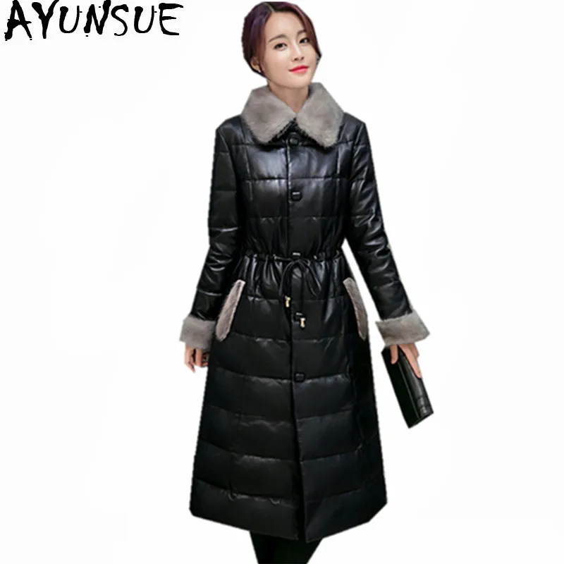 AYUNSUE High Imitation Mink Fur Collar Coat Female Winter