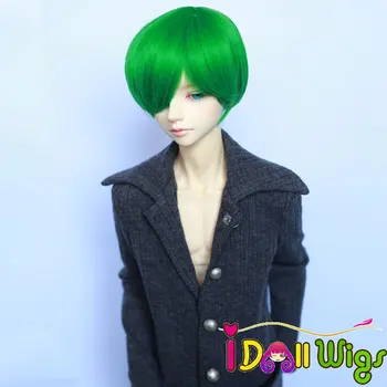 

Free Shipping High Temperature Fiber Synthetic Doll Wig Green Short Boy Style Bjd Wigs 1/3 1/4 For Choice on sale