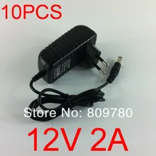 10 шт. AC 100 V-240 адаптер конвертер DC 12 V 2A/2000mA 24 Вт Питание Зарядное устройство ЕС штекер постоянного тока 5,5 мм x 2,1 мм-2,5 мм