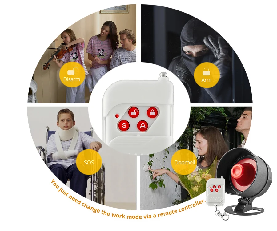 Sistema de Alarme Conexão do Sensor Segurança em Casa Kerui Sirene Instalação Simples Infravermelho Controle Remoto Conjunto Proteção 9 infravermelho conexão do sensor controle remoto conjunto proteção segurança em casa