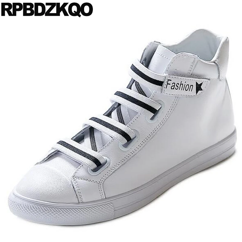 

White Women Ankle Boots 2016 Round Toe Casual Sneakers New Canvas Genuine Leather Booties Fall Autumn Shoes Flat Female Chinese