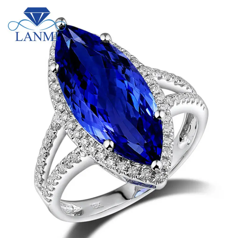 NEW FASHION Marquise 8x18mm Natural Stone Tanzanite Ring Gold 18K Women Engagement Ring SR307