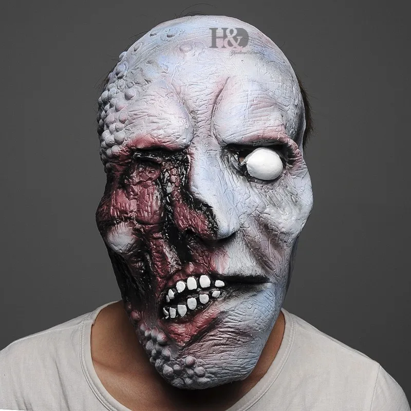 Latex Scary Terrible Burns Deformed Full Mask  Mask Orange Ghost Adult Party Mask Halloween Props Masquerade Fancy Dress Costume (5)
