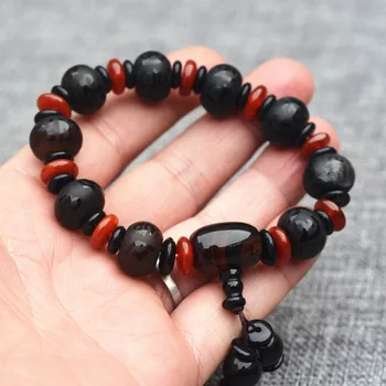 

Drop shipping wholesale Natural Chalcedony Stone Carved Mantra Buddha Bead Bracelet Gift for Men's fashion jades jewelry gifts