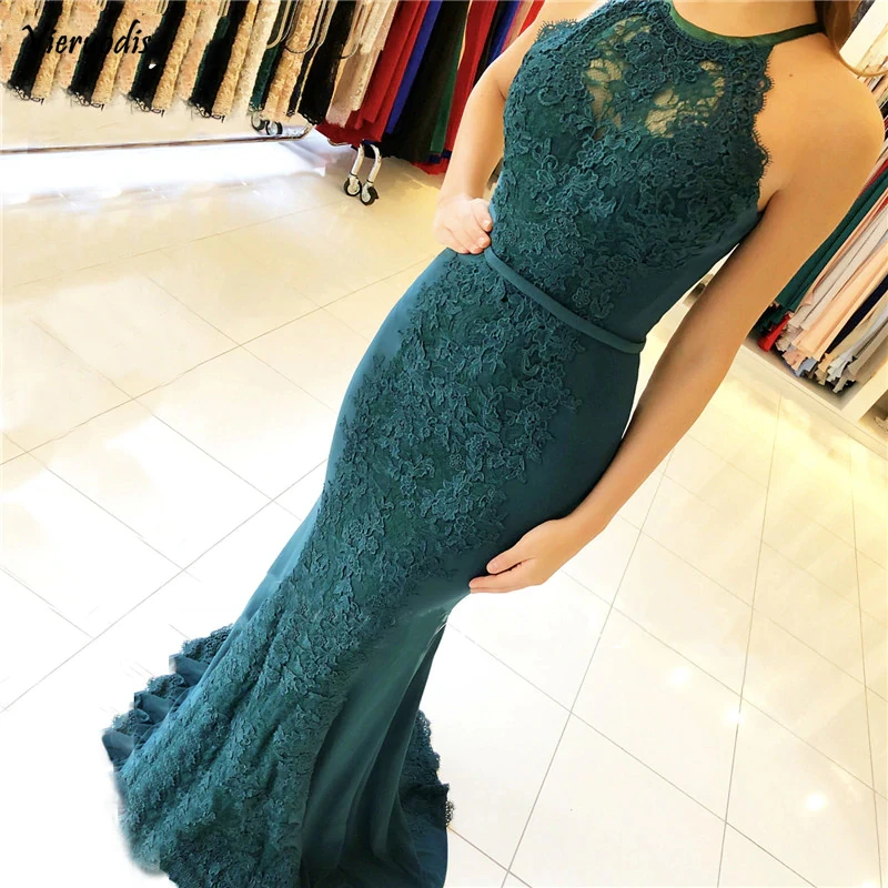 

Green Prom Dress 2018 Sleeveless Sexy Lace Evening Dresses Long 2018 Islamic Dubai Kaftan Mermaid Elegant Long Evening Gown