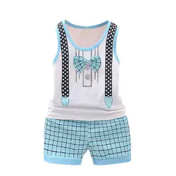Для мальчиков и девочек летняя одежда Одежда для малышей комплекты короткий рукав топ + детские штаны одежда для малышей наряды Комплект