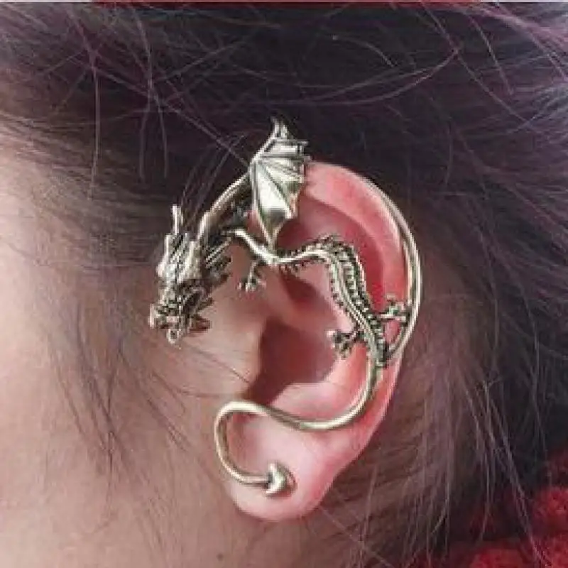 

Personalized Retro Women Ear Cuff Earring For Girls Bronze Plated Dragon Shape Ear Hook Earrings For Party Pendientes Hombre