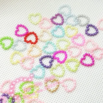 

11mm 200pcs resin flat back pearl heart for ornament mix color free shipping