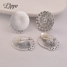 20 шт, античный сплав серебра, 5 отверстий, серьги, соединители, 20 мм, кабошон, основа, серьги, не содержит свинец и кадмий, не содержит никель