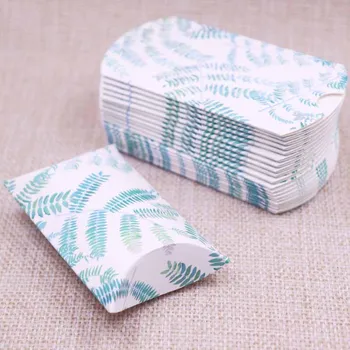 

10pcs Gift Box Hot Sell Paper Pillow Stock Packing Birthday Present Paper Box Leaf Tree Pattern Fashion Fresh Style Gift Box