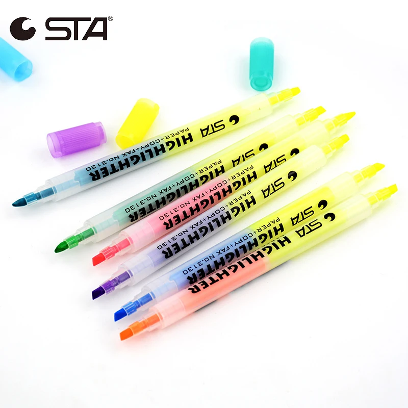 STA 1pc/3pcs Dual Tips Highlighter Marker Art Supplies Fluorescent 2