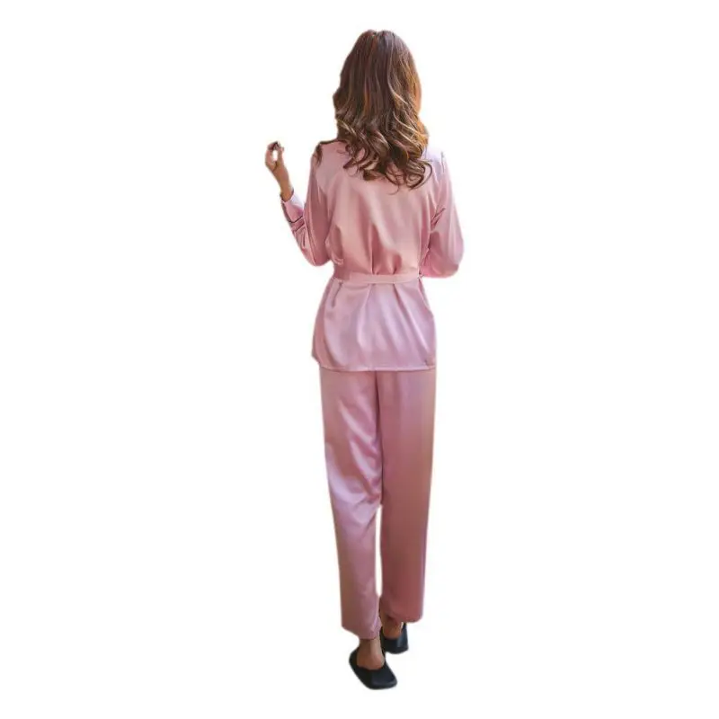 Одежда для сна банный халат Spa Для женщин осень Повседневное модные однотонные v-образным вырезом пижамы женские элегантные с длинным