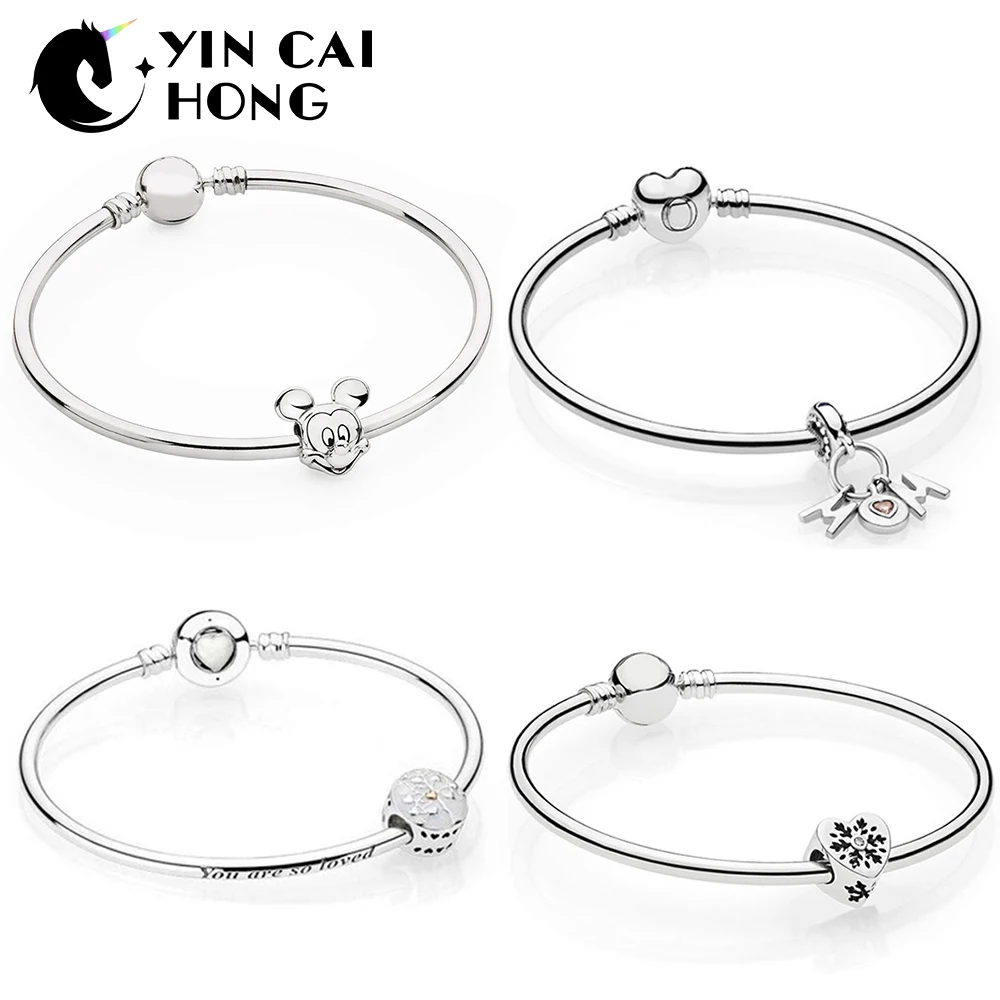 

YCH 100% 925 Sterling Silver PERFECT MUM HANGING CHARM SNOWFLAKE HEART CHARM Tree of Hearts Charm Portret Beaded Bangle Set