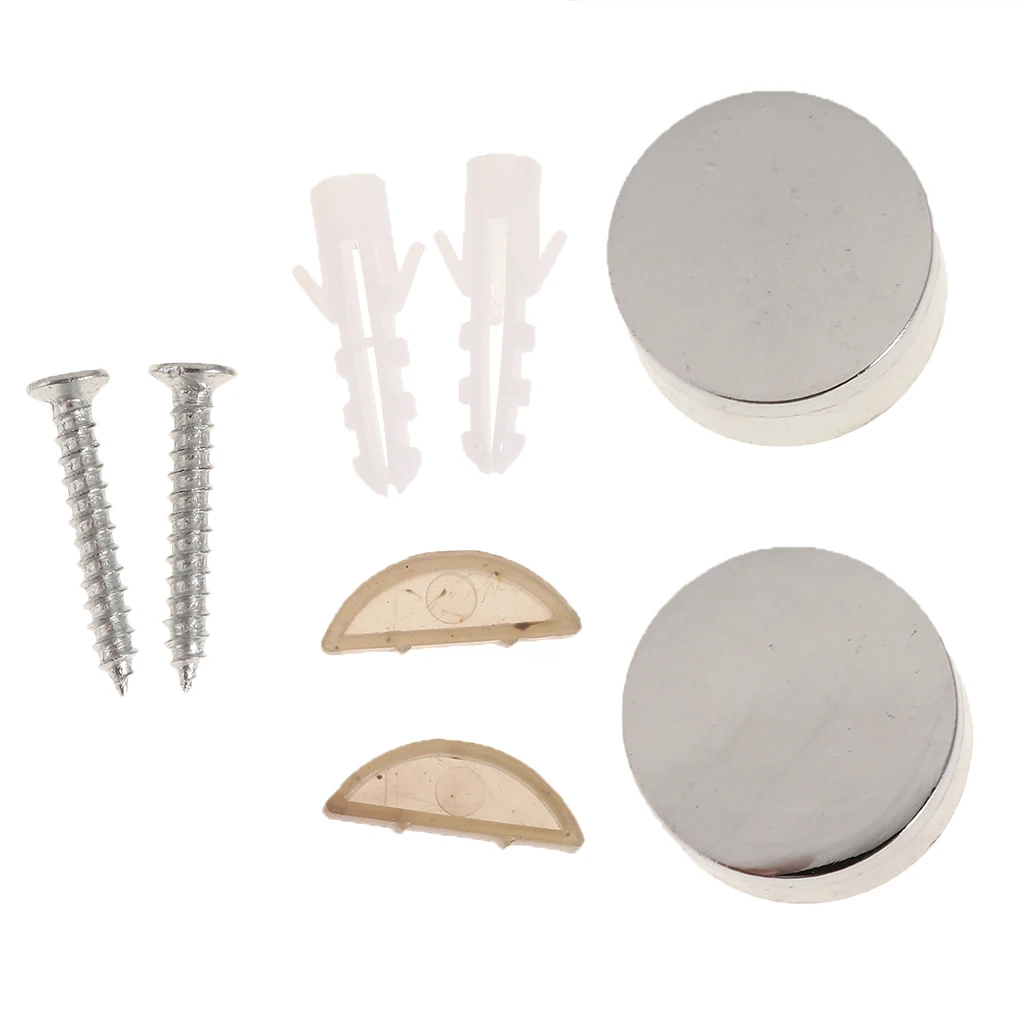 2Pcs Zinc Alloy Round Mirror Holder Clip Clamp Bracket Flat Surface