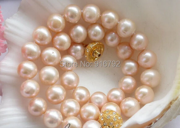 

Wholesale >>>>>Natural AAA++ REAL 17" 12mm ROUND PINK FRESHWATER PEARL NECKLACE